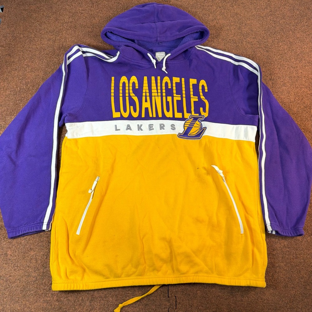 Adidas Originals Los Angeles Lakers Hoodie Mens XL Colorblock Purple Gold Kobe